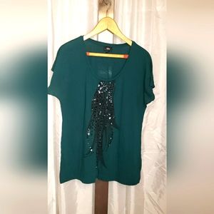 MOSSIMO jade green tee w sequin detail.sz XXL